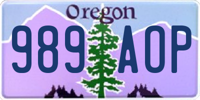 OR license plate 989AOP