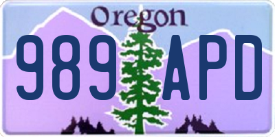OR license plate 989APD