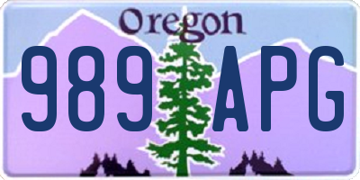 OR license plate 989APG