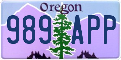 OR license plate 989APP