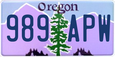 OR license plate 989APW