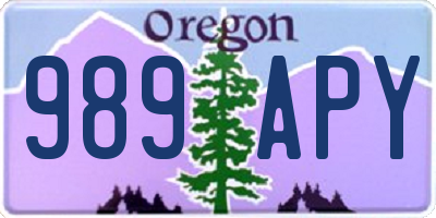 OR license plate 989APY