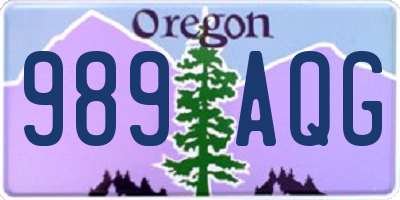 OR license plate 989AQG
