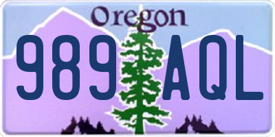 OR license plate 989AQL