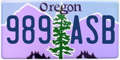 OR license plate 989ASB