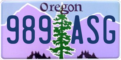 OR license plate 989ASG