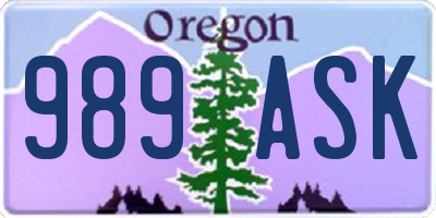 OR license plate 989ASK