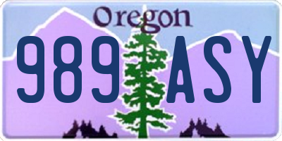 OR license plate 989ASY
