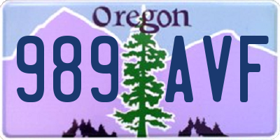 OR license plate 989AVF
