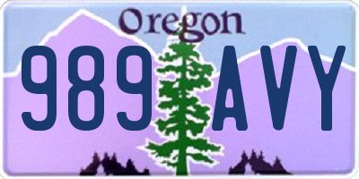 OR license plate 989AVY
