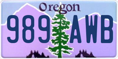 OR license plate 989AWB