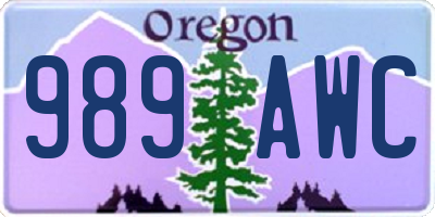 OR license plate 989AWC