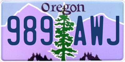 OR license plate 989AWJ