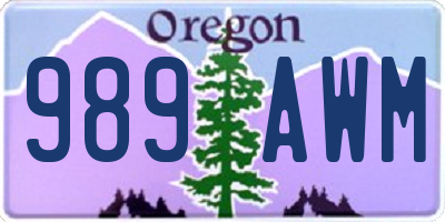OR license plate 989AWM