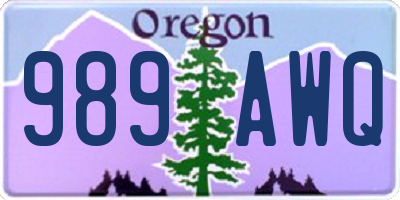 OR license plate 989AWQ