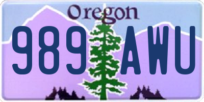 OR license plate 989AWU