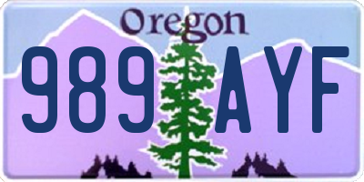 OR license plate 989AYF