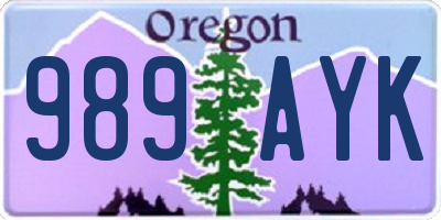 OR license plate 989AYK