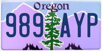 OR license plate 989AYP