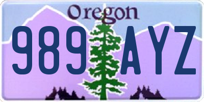 OR license plate 989AYZ