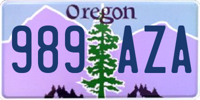 OR license plate 989AZA
