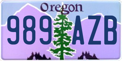 OR license plate 989AZB