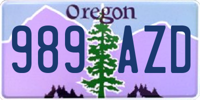 OR license plate 989AZD