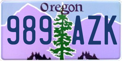 OR license plate 989AZK