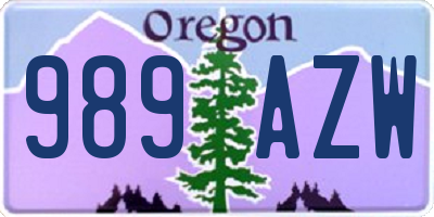 OR license plate 989AZW