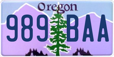 OR license plate 989BAA