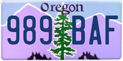 OR license plate 989BAF