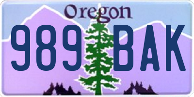 OR license plate 989BAK