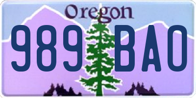 OR license plate 989BAO