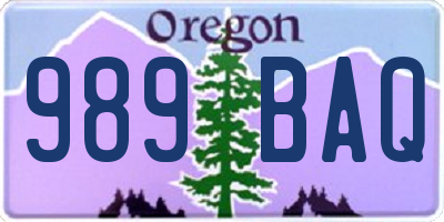 OR license plate 989BAQ