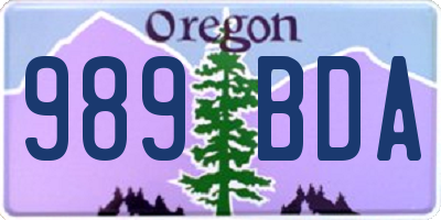 OR license plate 989BDA