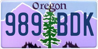 OR license plate 989BDK