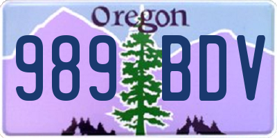 OR license plate 989BDV