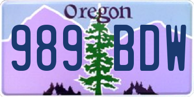 OR license plate 989BDW