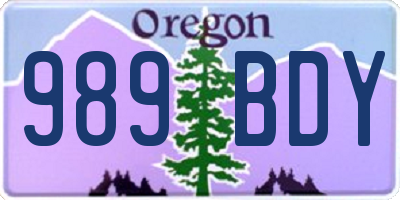 OR license plate 989BDY