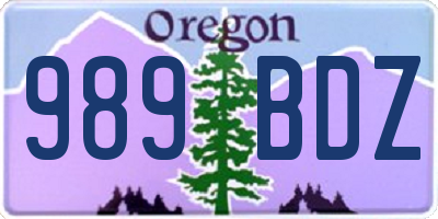 OR license plate 989BDZ