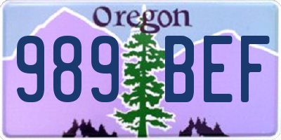 OR license plate 989BEF