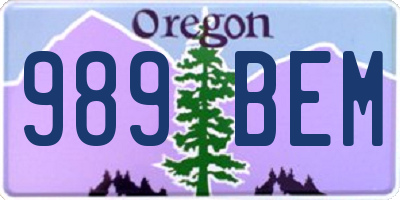 OR license plate 989BEM