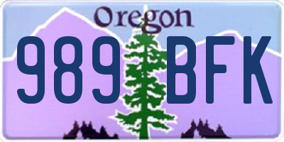 OR license plate 989BFK