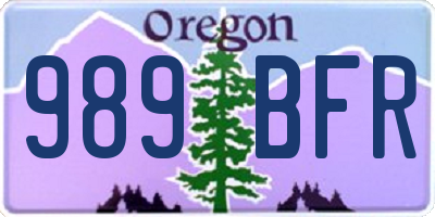 OR license plate 989BFR