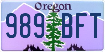 OR license plate 989BFT