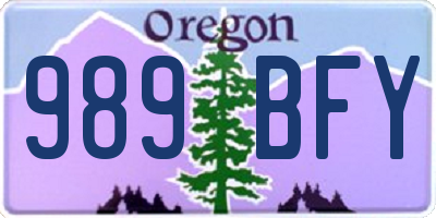 OR license plate 989BFY