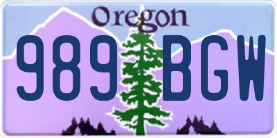 OR license plate 989BGW