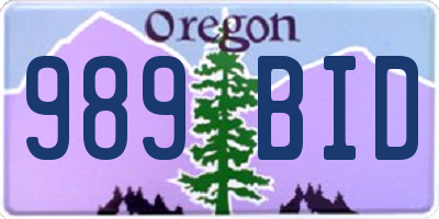 OR license plate 989BID