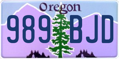 OR license plate 989BJD