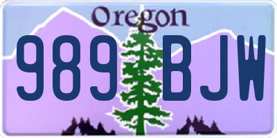 OR license plate 989BJW